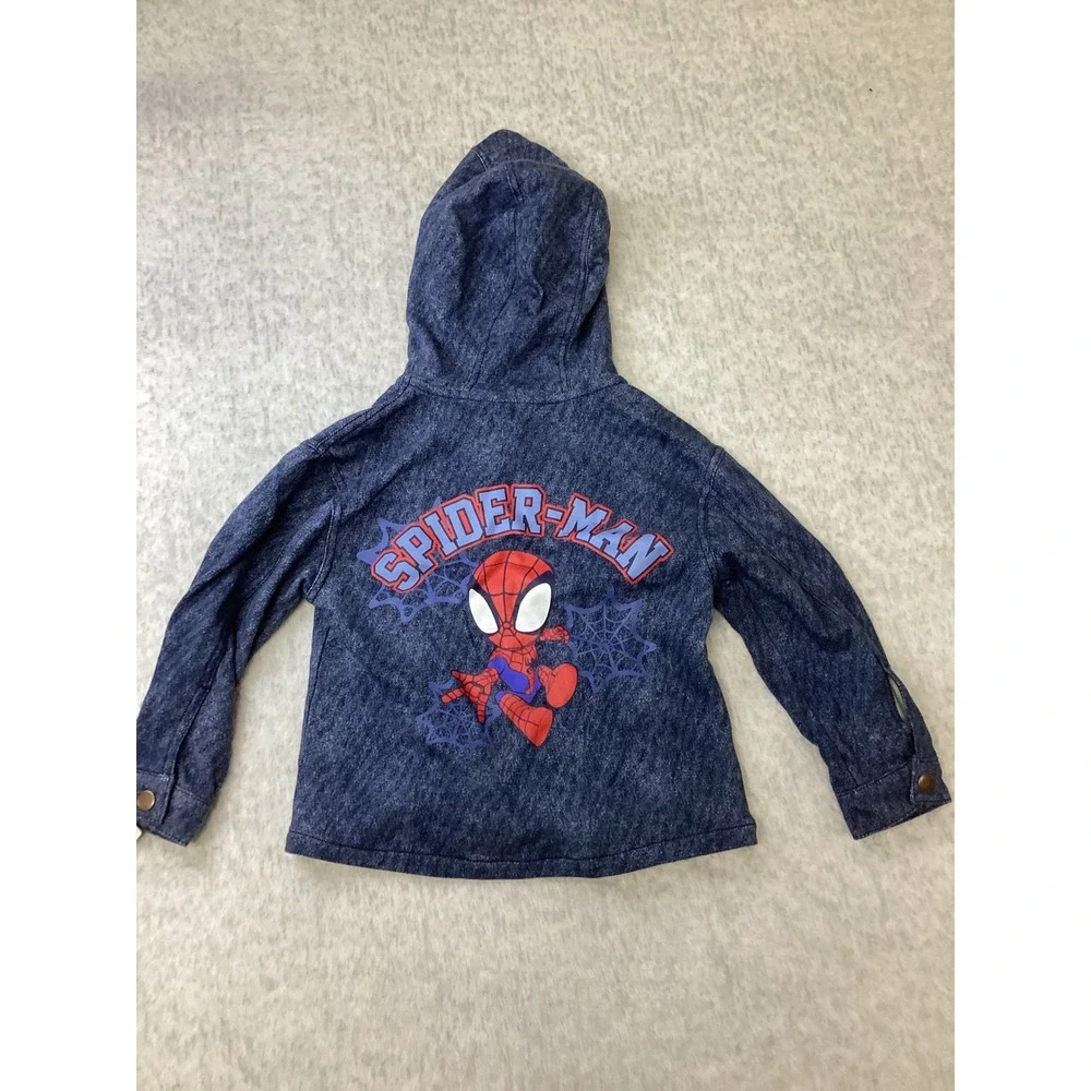 Marvel Spidey and His Amazing Friends Spider-Man Hooded Shirt Jacket Blue 4T NEW